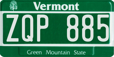 VT license plate ZQP885