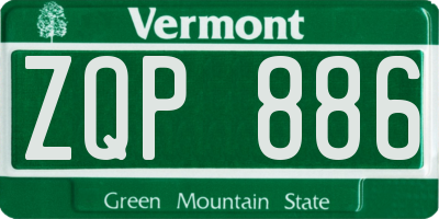 VT license plate ZQP886