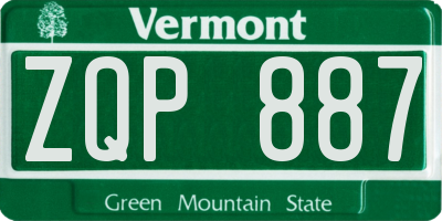 VT license plate ZQP887
