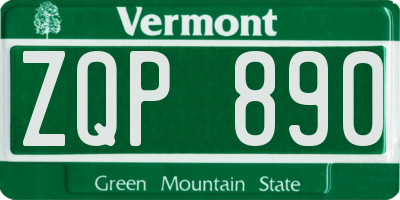 VT license plate ZQP890