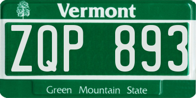 VT license plate ZQP893