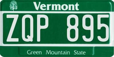 VT license plate ZQP895