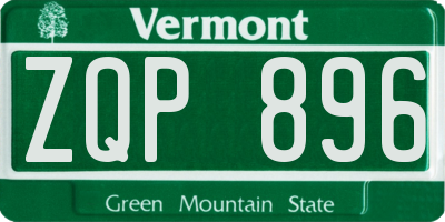 VT license plate ZQP896