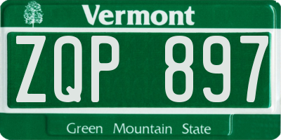 VT license plate ZQP897