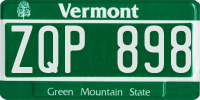 VT license plate ZQP898