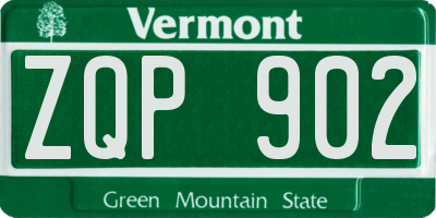 VT license plate ZQP902