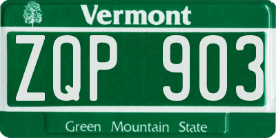 VT license plate ZQP903