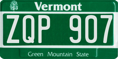 VT license plate ZQP907