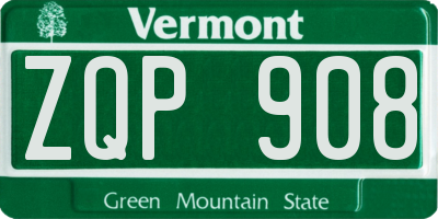 VT license plate ZQP908