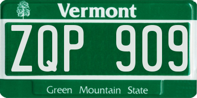 VT license plate ZQP909