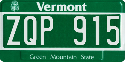 VT license plate ZQP915