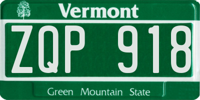 VT license plate ZQP918