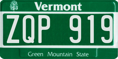VT license plate ZQP919