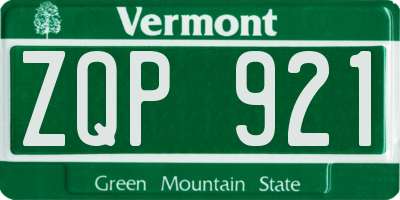 VT license plate ZQP921