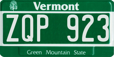 VT license plate ZQP923