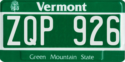 VT license plate ZQP926