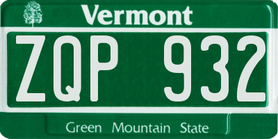 VT license plate ZQP932