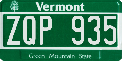 VT license plate ZQP935