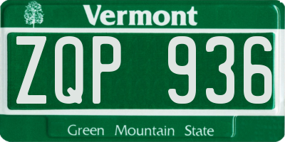 VT license plate ZQP936