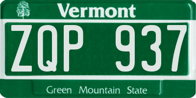 VT license plate ZQP937