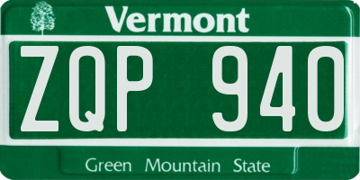 VT license plate ZQP940