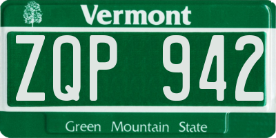 VT license plate ZQP942