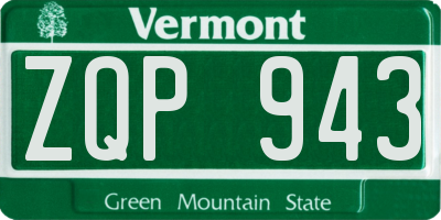 VT license plate ZQP943