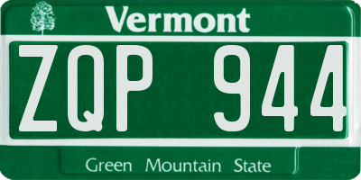 VT license plate ZQP944