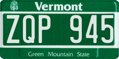VT license plate ZQP945