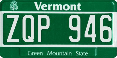 VT license plate ZQP946