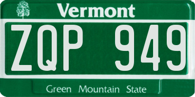 VT license plate ZQP949