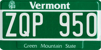 VT license plate ZQP950