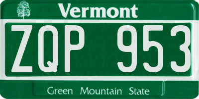 VT license plate ZQP953