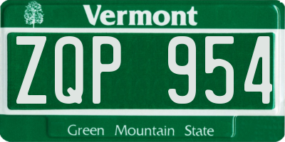 VT license plate ZQP954