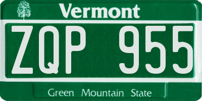 VT license plate ZQP955