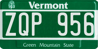 VT license plate ZQP956