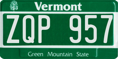 VT license plate ZQP957