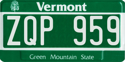 VT license plate ZQP959