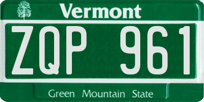 VT license plate ZQP961