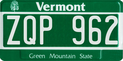 VT license plate ZQP962