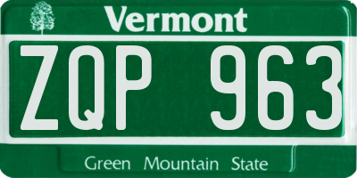 VT license plate ZQP963