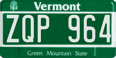 VT license plate ZQP964
