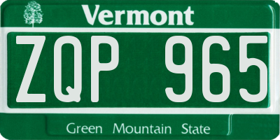 VT license plate ZQP965