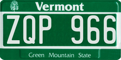 VT license plate ZQP966