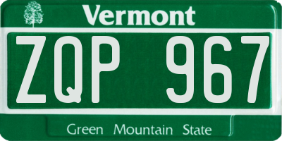 VT license plate ZQP967