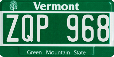 VT license plate ZQP968