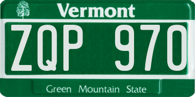VT license plate ZQP970