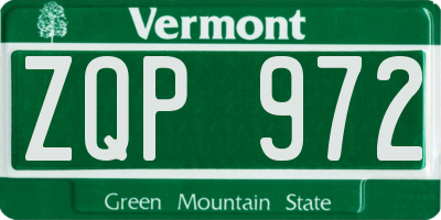 VT license plate ZQP972