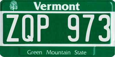 VT license plate ZQP973
