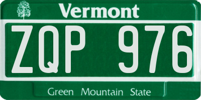 VT license plate ZQP976